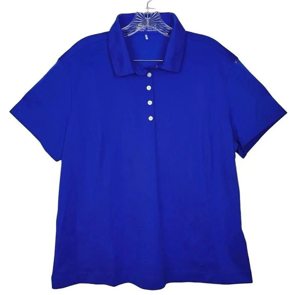 Nike Golf Nike Fit Dry Polo Shirt Youth XXL 20-22 Blue Button Logo Swoosh - Picture 1 of 8